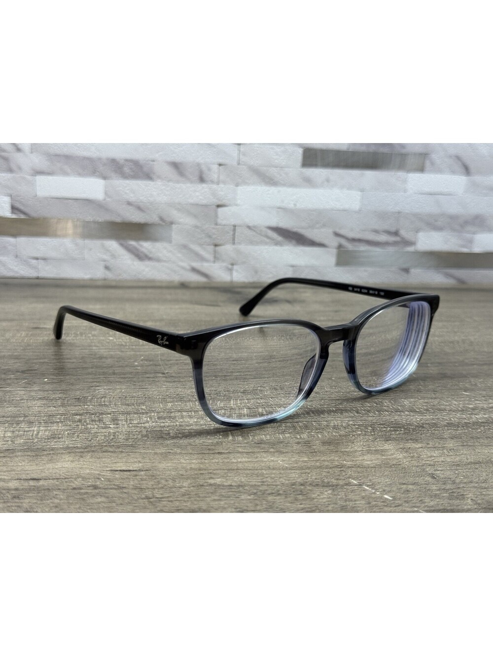 Ray-Ban Eyeglasses 5418 8254 Polished Striped Gray Blue Square Frames 56[]19-150